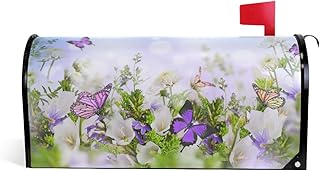 WOOR WOOR Butterfly Flying Flowers Garden Magnetic Mailbox Cover MailWraps Garden Yard Home Decor for Outside  - Image 1