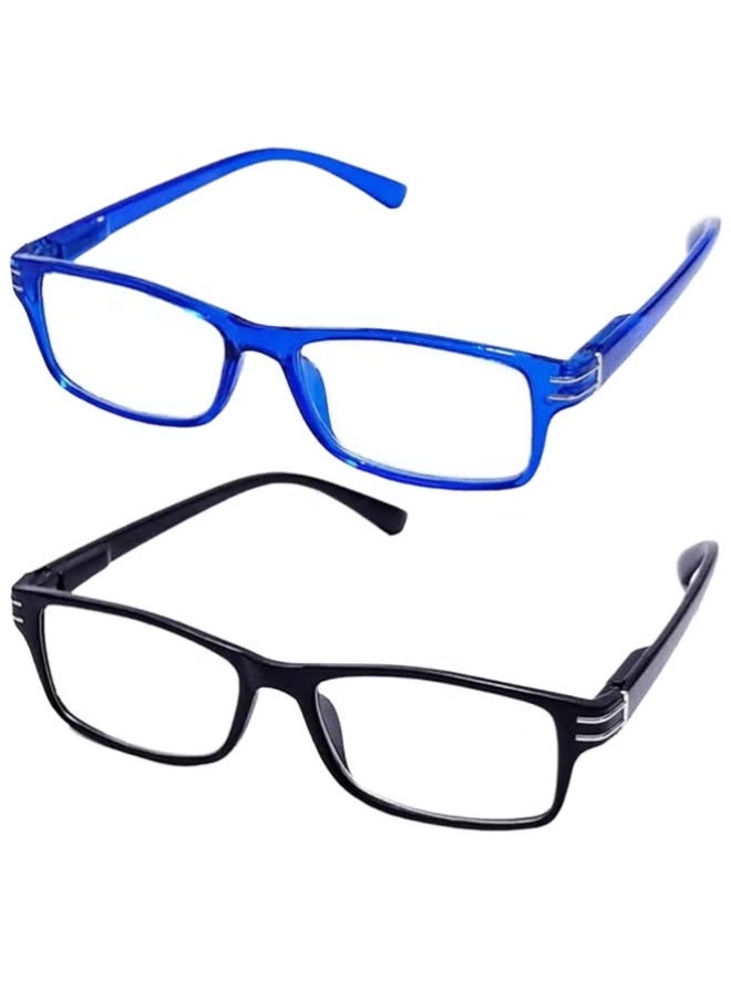 Two pairs of unisex prescription reading glasses (2 pieces) - Flexible, shatterproof frame and scratch-resistant lenses - Comfortable, stylish design available in all sizes and colors - Includes (2 cases + 2 original cleaning cloths) - Image 1