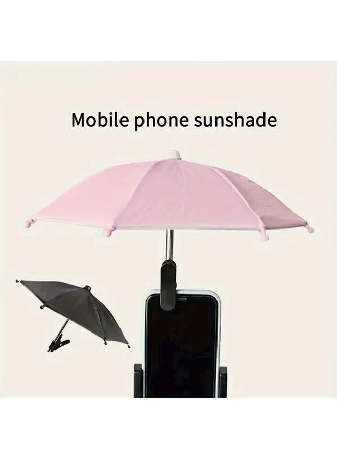 Pink Adjustable Height Outdoor Phone Sunshade Umbrella Portable Clip On Polyester - Image 2
