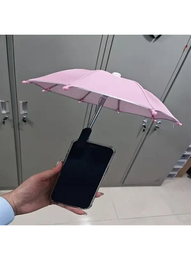 Pink Adjustable Height Outdoor Phone Sunshade Umbrella Portable Clip On Polyester - Image 4