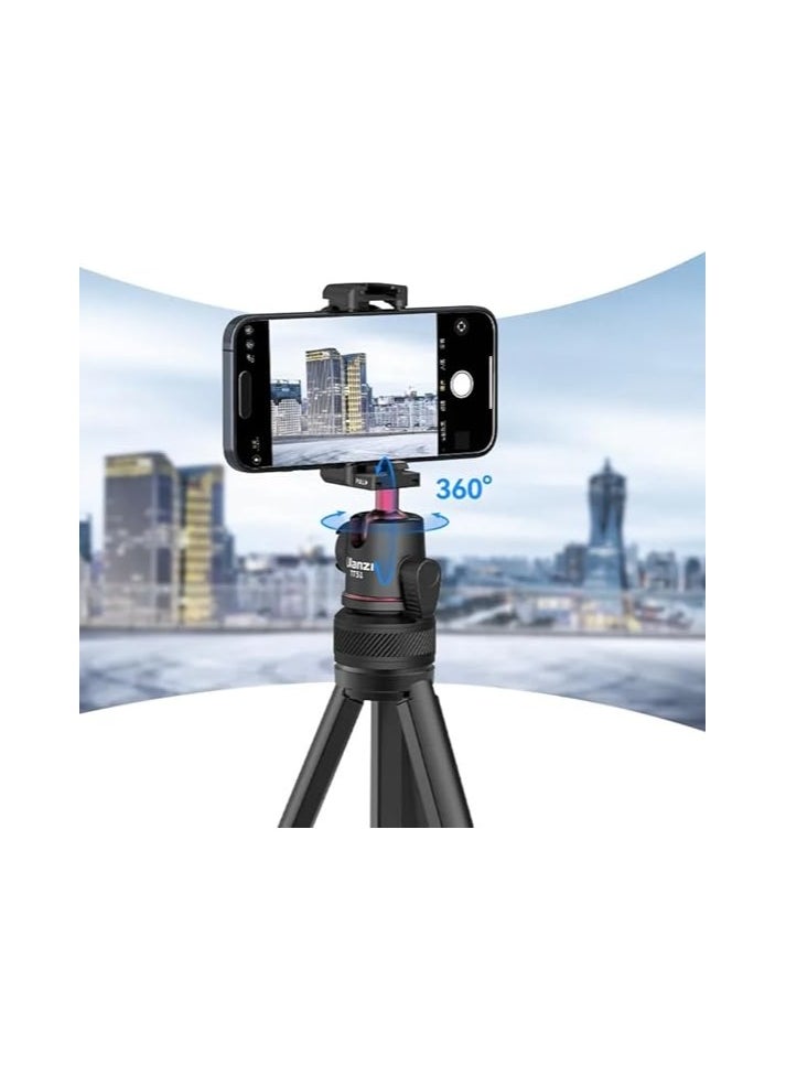 Ulanzi - ULANZI 2 in 1 Camera Phone Video Tripod - TT51 Portable Tripod Stand I 360° Rotable Ball Head I Hidden Cold Shoe Phone Holder I 600g Lightweigt I 1.38m/51in Long I 5 Section Extenable Vlog Tripod - Image 1