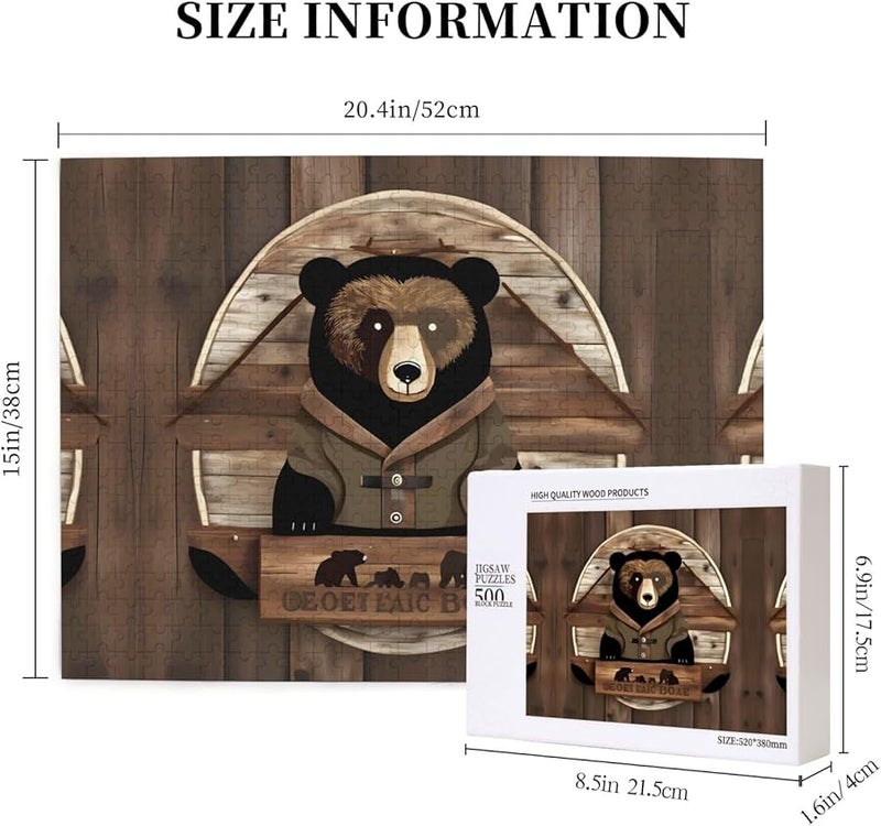 Phayah Rustic Bear Jigsaw Puzzle 500 Pieces For Adults Home Decor Gift 20 4 X 15 Inches - Image 5