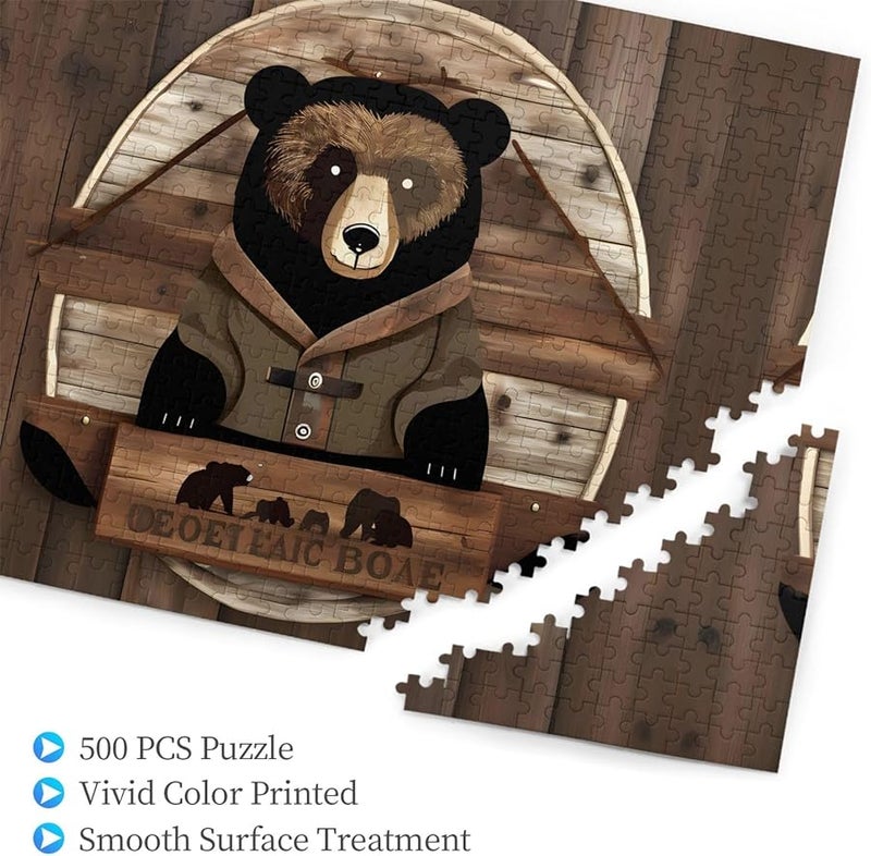 Phayah Rustic Bear Jigsaw Puzzle 500 Pieces For Adults Home Decor Gift 20 4 X 15 Inches - Image 3