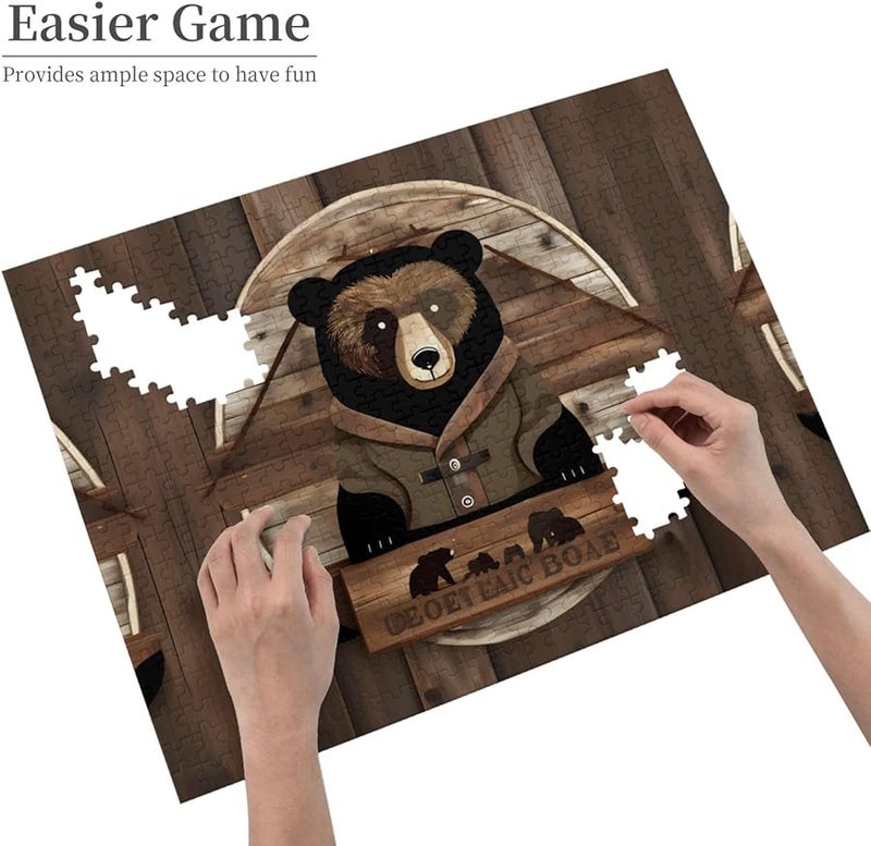 Phayah Rustic Bear Jigsaw Puzzle 500 Pieces For Adults Home Decor Gift 20 4 X 15 Inches - Image 4