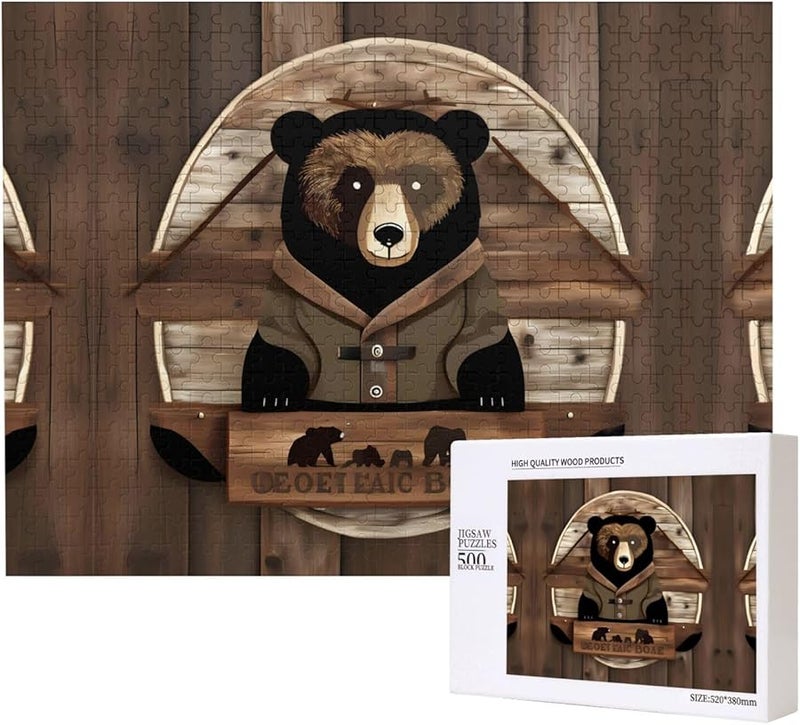 Phayah Rustic Bear Jigsaw Puzzle 500 Pieces For Adults Home Decor Gift 20 4 X 15 Inches - Image 2