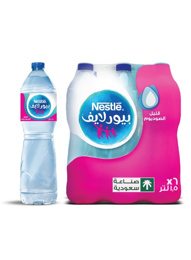 مياه شرب نستله بيور لايف المعبأة - 6 × 1.5 لتر