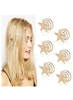 Aysekone 6 Pack Gold Alloy Spiral Star Hair Clips for Women, Bridal Wedding Hairpins Barrettes with Non-Slip Grip for Bridesmaids Party Hairstyles 