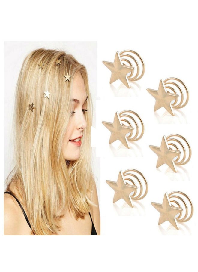 Aysekone - 6 Pack Gold Alloy Spiral Star Hair Clips for Women, Bridal Wedding Hairpins Barrettes with Non-Slip Grip for Bridesmaids Party Hairstyles - Image 1