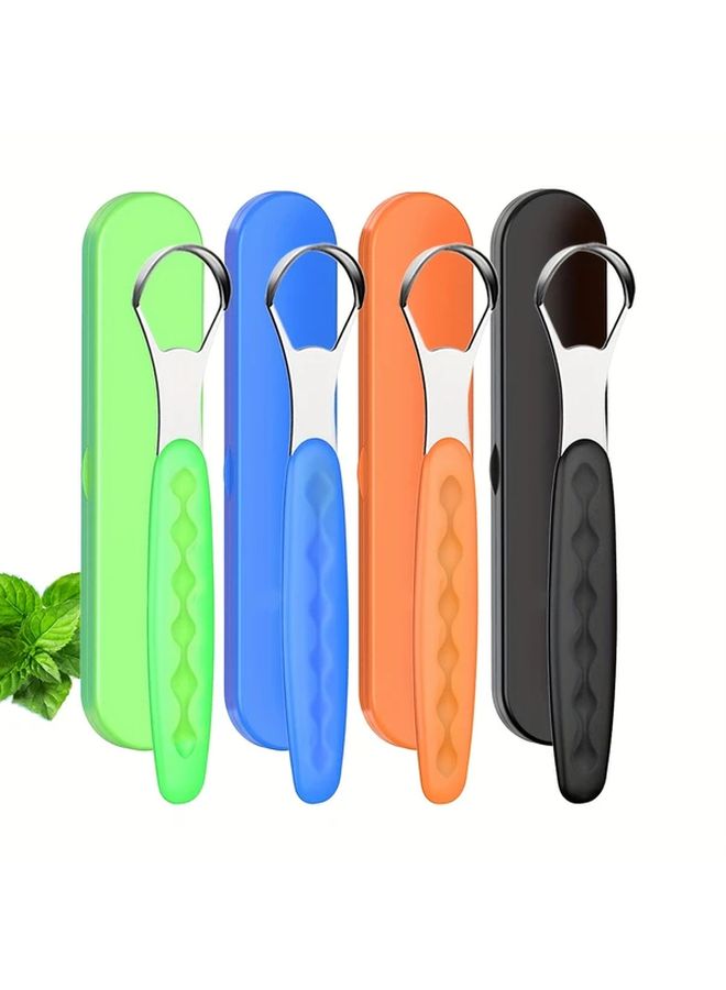 Yellow Stainless Steel Tongue Cleaner with Gel Handle Boxed Set of 4 - Image 1