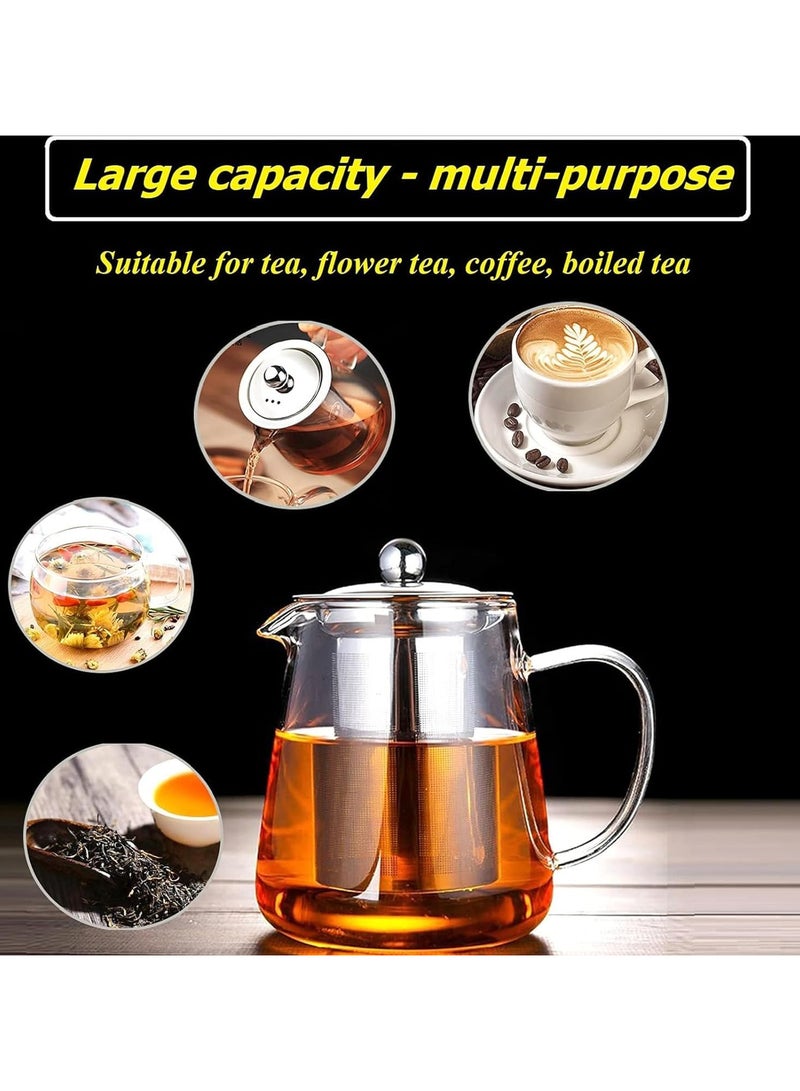 AUTOYSUR Round Glass Tea Pot, Borosilicate Glass Teapot, Loose Leaf Tea Kettle, 950 ml Borosilicate Glass Heat Resistant Clear Leaf Teapot with Infuser Strainer for Microwavable and Stovetop Safe - Image 3