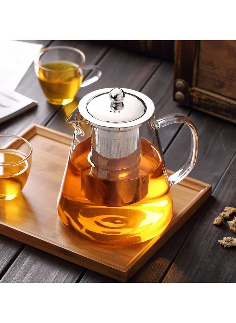 AUTOYSUR Round Glass Tea Pot, Borosilicate Glass Teapot, Loose Leaf Tea Kettle, 950 ml Borosilicate Glass Heat Resistant Clear Leaf Teapot with Infuser Strainer for Microwavable and Stovetop Safe - Image 2