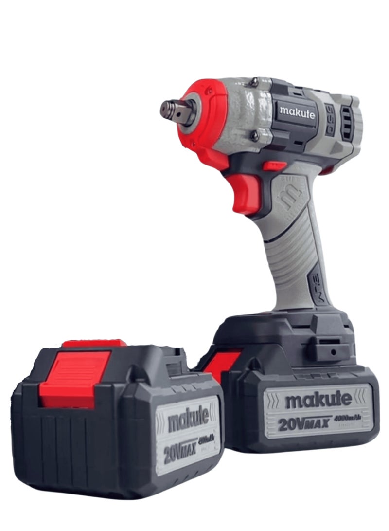 makute 20V Cordless Impact Wrench Brushless Motor 550N.m Torque 0-2600rpm with 2×4.0Ah Batteries & Quick Charger – Heavy Duty Power Tool Kit CCW121-550-2BL - Image 2