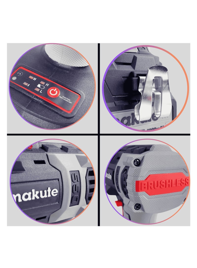 makute 20V Cordless Impact Wrench Brushless Motor 550N.m Torque 0-2600rpm with 2×4.0Ah Batteries & Quick Charger – Heavy Duty Power Tool Kit CCW121-550-2BL - Image 5