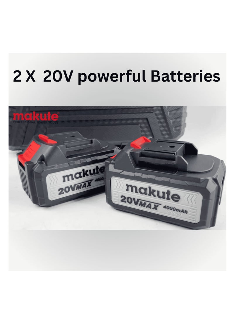 makute 20V Cordless Impact Wrench Brushless Motor 550N.m Torque 0-2600rpm with 2×4.0Ah Batteries & Quick Charger – Heavy Duty Power Tool Kit CCW121-550-2BL - Image 4