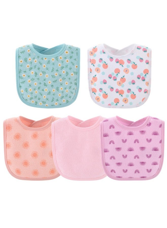 The Peanut Shell The Peanutshell Baby Girl Terry Bib Set of 10-100% Cotton, Soft, Absorbent Baby Bibs for Girls, Toddler Baby Girl Bibs Set, Newborn & Infant Bib - Rainbow Floral - Image 4