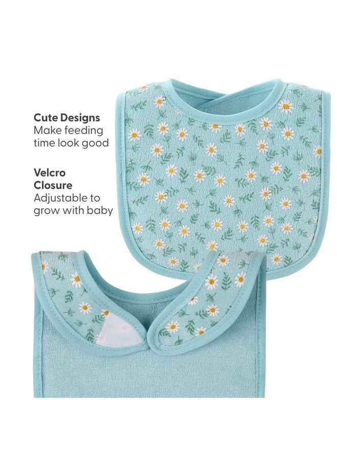 The Peanut Shell The Peanutshell Baby Girl Terry Bib Set of 10-100% Cotton, Soft, Absorbent Baby Bibs for Girls, Toddler Baby Girl Bibs Set, Newborn & Infant Bib - Rainbow Floral - Image 3