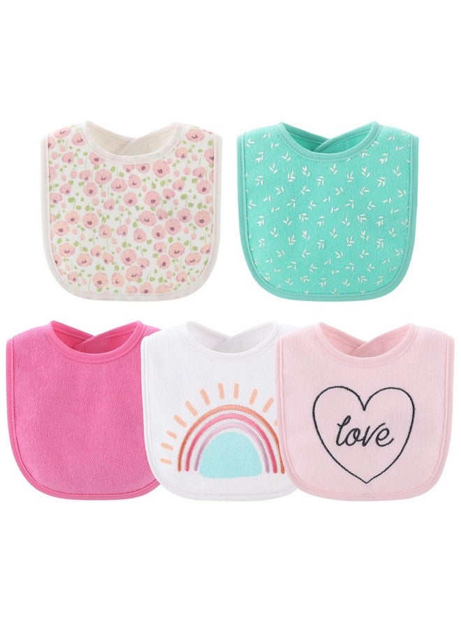 The Peanut Shell The Peanutshell Baby Girl Terry Bib Set of 10-100% Cotton, Soft, Absorbent Baby Bibs for Girls, Toddler Baby Girl Bibs Set, Newborn & Infant Bib - Rainbow Floral - Image 5