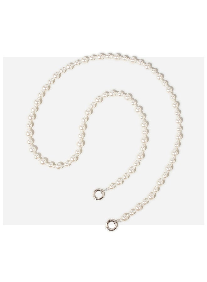 NIBEMINENT Phone Charm/ Chain Strap for Women Girls, Pearl Heart Cell Phone Case Lanyard Wrist Strap