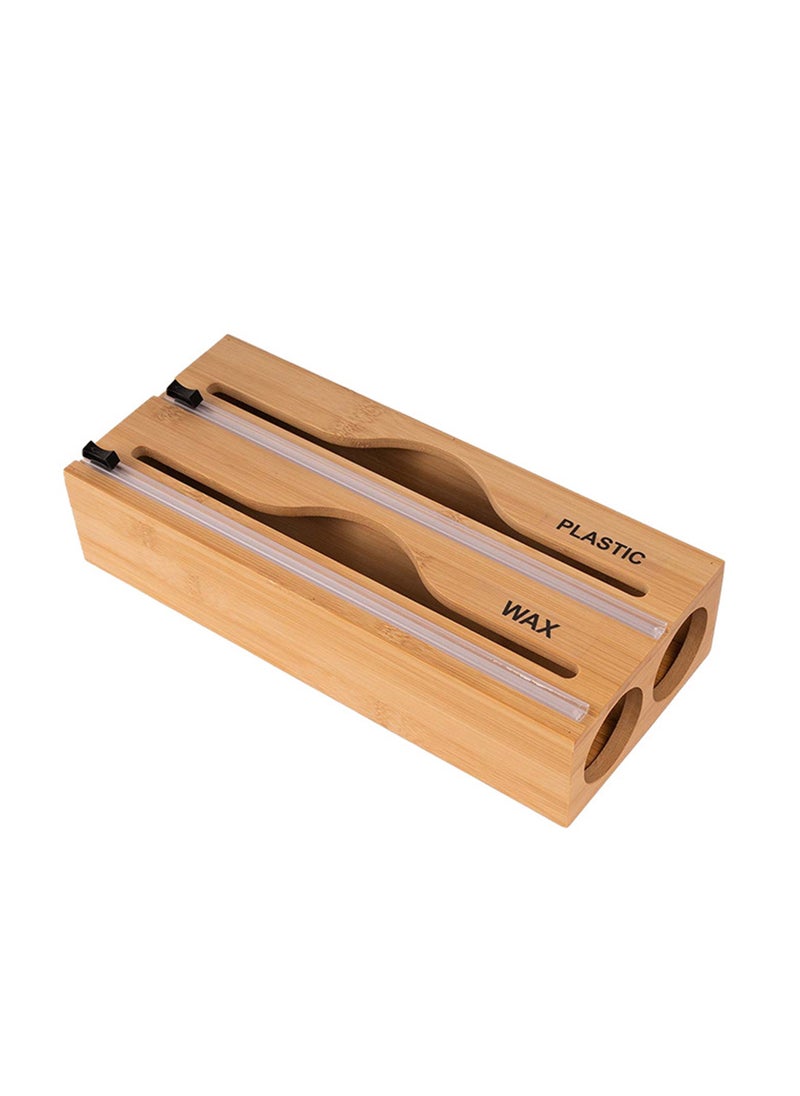 Sharpdo - Kitchen Simple Wall-Mounted Bamboo Cling Film Cutter (2 Grids) - Image 1