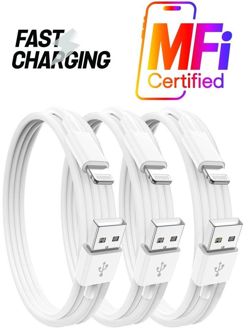 iPhone Charger Cable 2M, 3Pack [Apple MFi Certified] Long Lightning to USB Cable 3 meter, Apple Fast Charging Lead for Apple iPhone 13 Pro/12 Pro Max/12 Mini/11/X/XS/XR/XS - Image 1