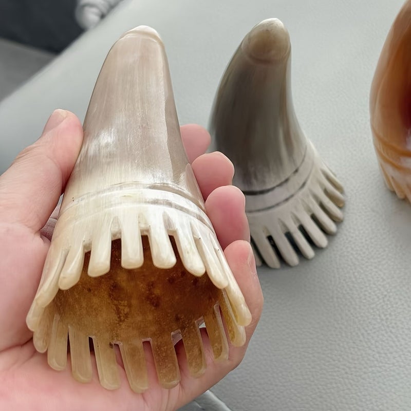 White Ox Horn Massage Comb for Scalp Care Hair Washing and Meridian Gua Sha - Image 2