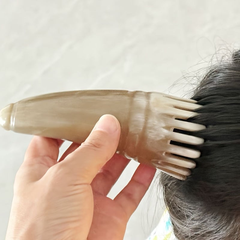 White Ox Horn Massage Comb for Scalp Care Hair Washing and Meridian Gua Sha - Image 4