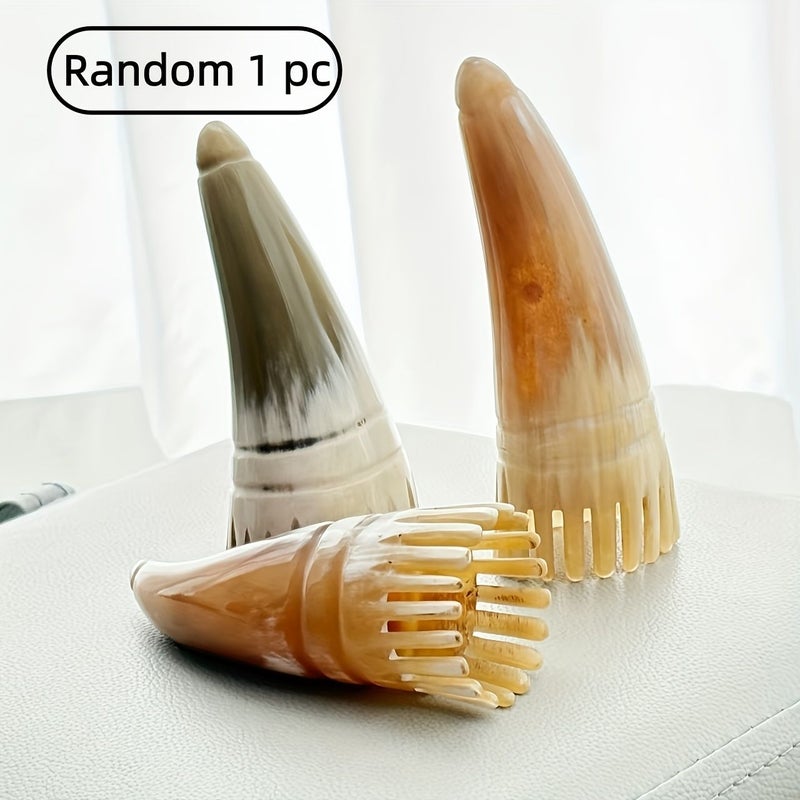 White Ox Horn Massage Comb for Scalp Care Hair Washing and Meridian Gua Sha - Image 1