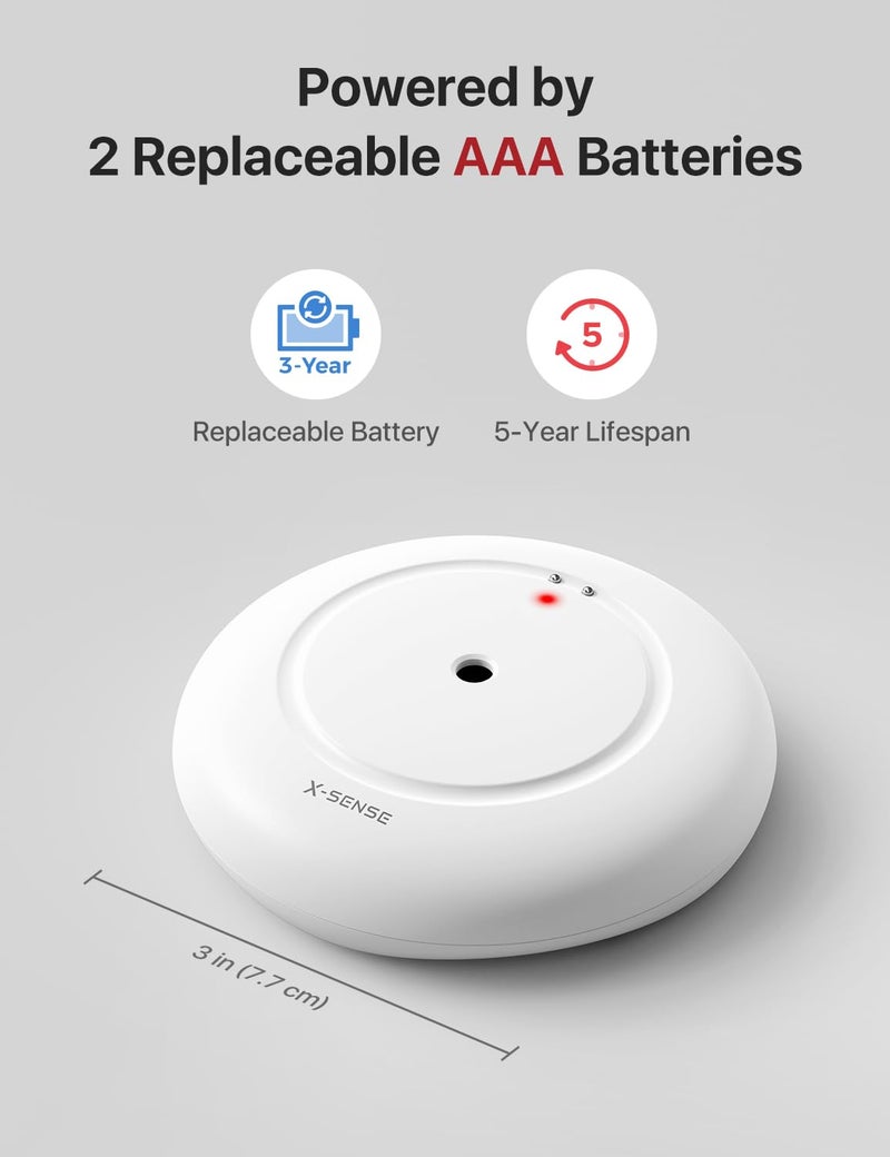 X-Sense كاشف تسرب المياه الذكي X-Sense، مستشعر المياه Wi-Fi، ملحق لمجموعة مستشعر المياه SWS54، عبوة فردية، نموذج SWS51، عبوة 3 قطع - Image 2