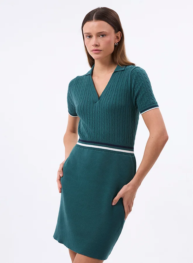 فيليكس هاردي V neck Collared Elegant Knit Midi Summer Dress