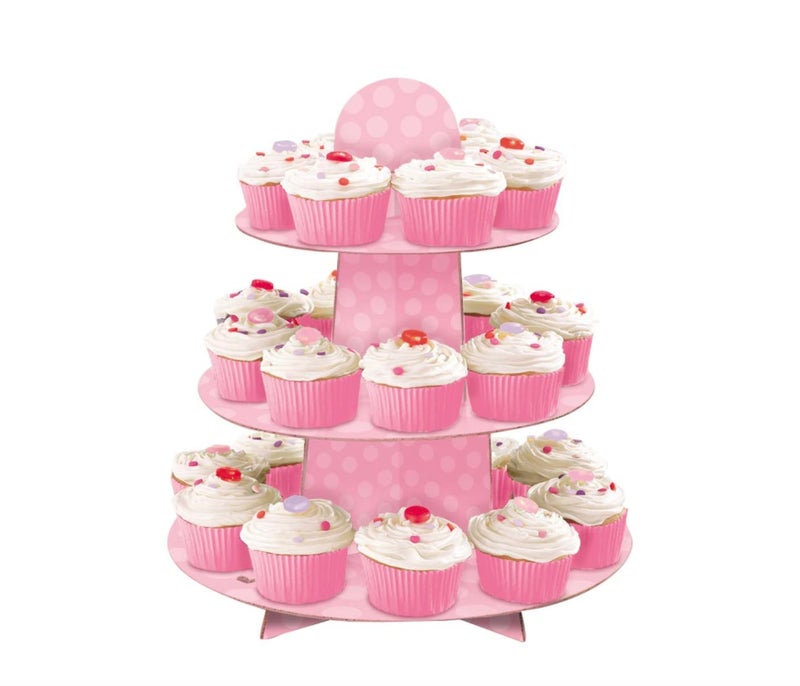 Unique Pink Cardboard Cupcake Stand  12 1 Count Durable  Elegant Tiered Display  Perfect For Parties  Events