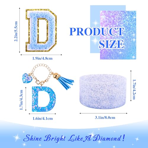 Lingdeer Blue Cup Accessories Set for Stanley 30OZ & 40OZ Tumbler with Handle, Letter Charms, Bow & Diamond Straw Covers, Glitter Silicone Boot, Personalized Sticker for Stanley Cup Accessories (D) - Image 2