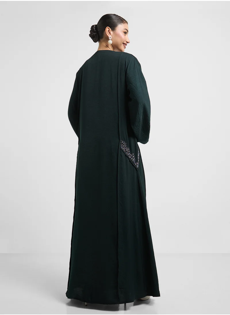 hayas closet Embellished Abaya with Sheila