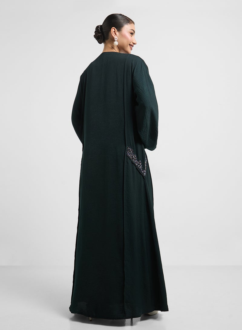 hayas closet Embellished Abaya with Sheila  - Image 2