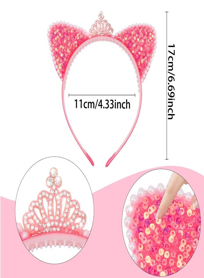 YARIEW Rhinestone Cat Ears Headbands Cat Ear Tiaras for Women Crown Headband Hair Accessories for Women Halloween Cosplay Costume Accessory 2 Pcs - Image 2