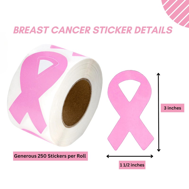 Fundraising For A Cause 250 Pink Ribbon Awareness Stickers, Breast Cancer Awareness Ribbon Stickers for Awareness Events, Support Groups, Fundraisers and More! - Image 3