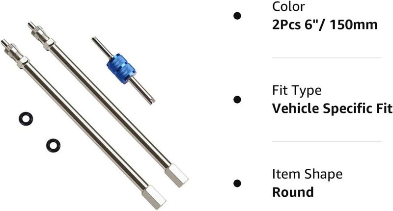 Aracey 6Inch Dually Valve Stem Extenders,Set of 2Pcs,Heavey Duty,150mm Straight Metal Dual Wheel Valve Stem Extensions for Truck Tires, RV Tires, Motorhome, Coach, Pickup, Motorcycle, Bike, Trailer - Image 5