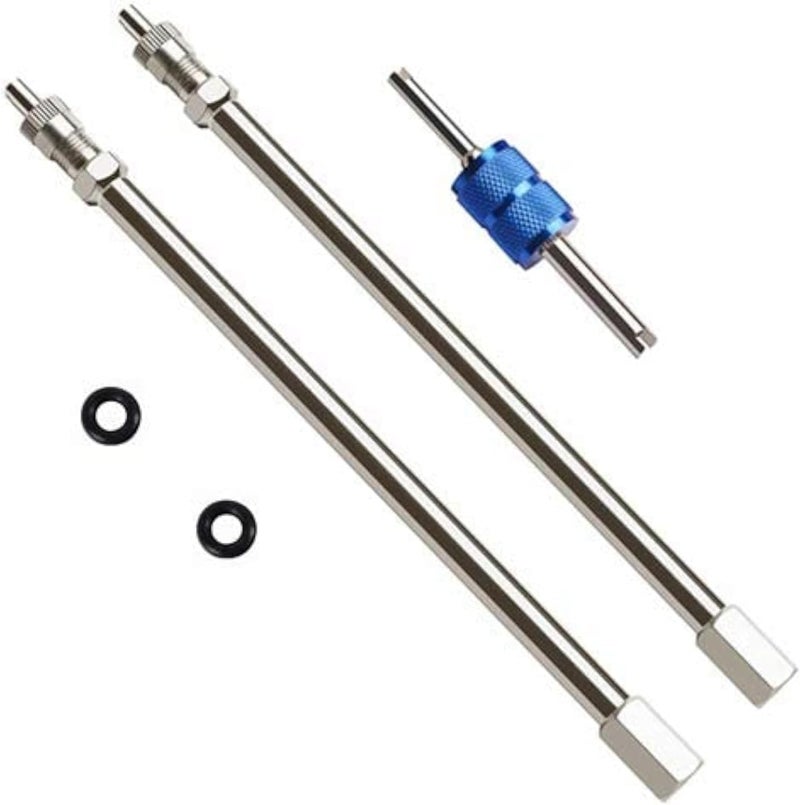 Aracey 6Inch Dually Valve Stem Extenders,Set of 2Pcs,Heavey Duty,150mm Straight Metal Dual Wheel Valve Stem Extensions for Truck Tires, RV Tires, Motorhome, Coach, Pickup, Motorcycle, Bike, Trailer - Image 1