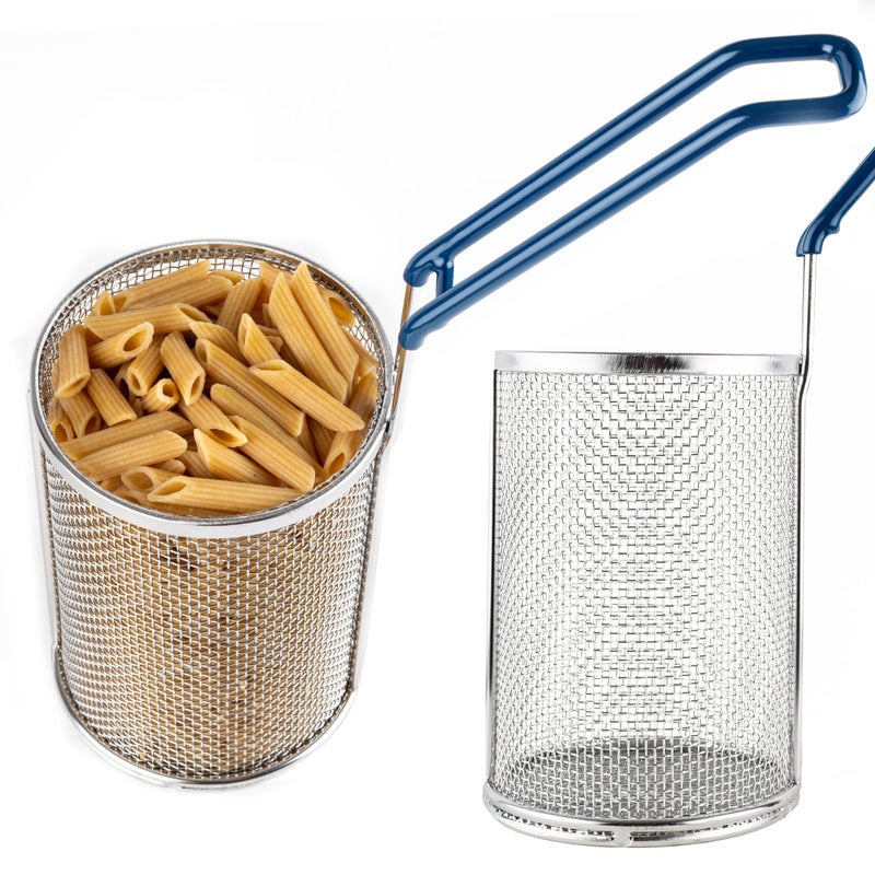 Lot45 Pasta Strainer with Handle 1 Pack - Stainless Steel Boiling Blanching Basket - 1 Pound Noodle Strainer for Restaurant Kitchen - Cylindrical Colander for Spaghetti, Ramen, Pho, and Veggies - Image 1