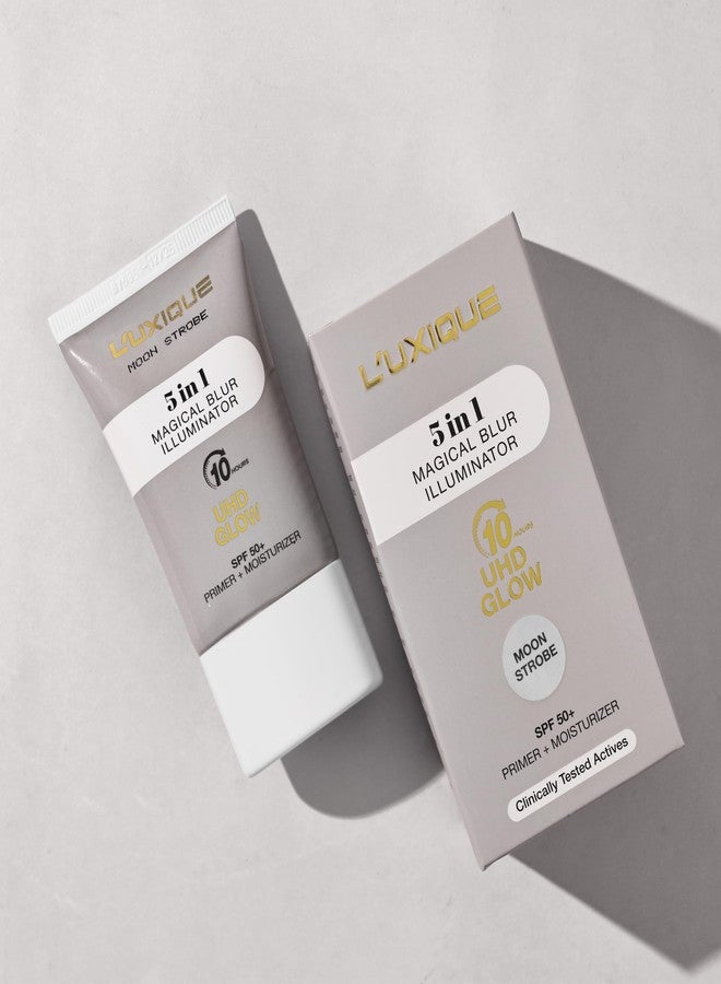 Luxique 5 in 1 Magical Blur Illuminator Moon Strobe | SPF 50+ Primer, Moisturizer & Highlighter | Blurs Pores, UHD Glow Up to 10 Hours | Non-Acnegenic | 30 ml - Image 3