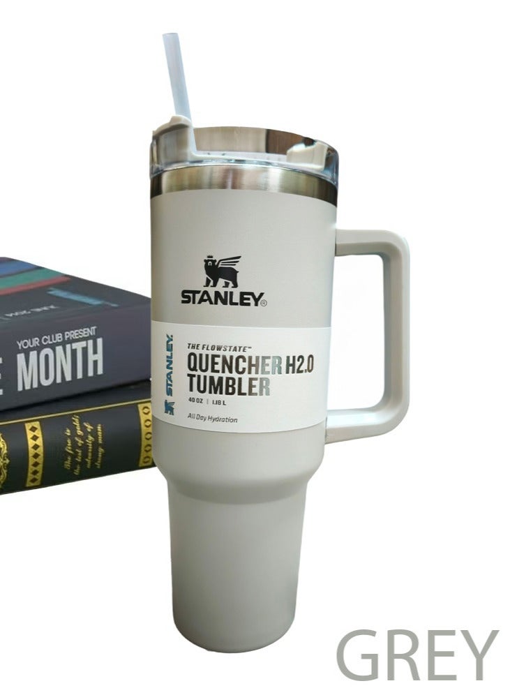 ستانلي كوب Stanley Quencher H2.0 FlowState المصنوع من الفولاذ المقاوم للصدأ والمعزول بالتفريغ مع غطاء وقشة للماء أو القهوة والعصائر