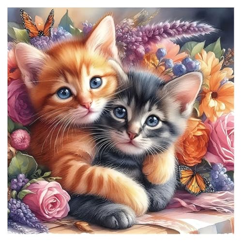 Kulvci Diamond Art Painting Kits for Adults Cat, Diamond Art Kits for Beginners, 5D DIY Full Drill Gem Craft for Home Decor Gift 12x12inch - Image 1