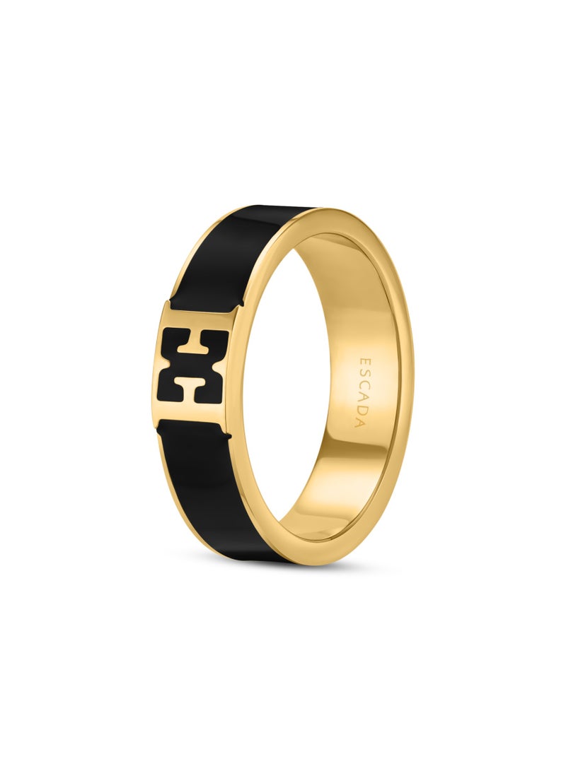 ESCADA Scarlett Gold Plated Black Enamel Ring For Women 52MM  - Image 2