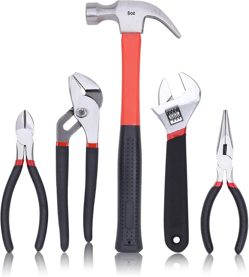 FASTPRO 215-Piece Home Repairing Tool Set with 12-Inch Wide Mouth Open Storage Bag,Household Hand Tool Kit,Red - Image 5
