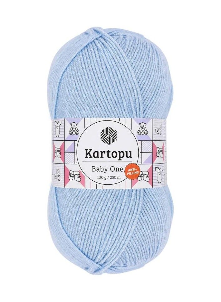 Kartopu K544 Baby One Knitting Yarn – 100g, 250m | Soft Acrylic Yarn for Baby & Kids’ Projects (Light Blue)