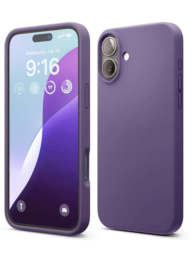 جراب متوافق مع iPhone 17 مقاس 6.3 بوصة، جراب هاتف نحيف من السيليكون السائل بثلاث طبقات مغطى بالكامل بجل ناعم من المطاط، مقاس 6.3 بوصة، أرجواني داكن