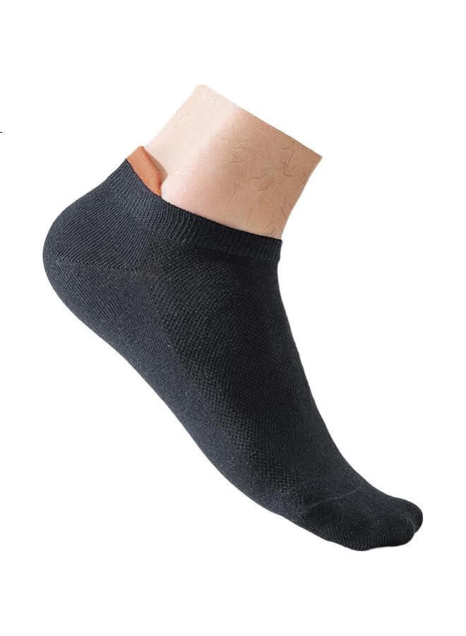 MIIOW Antibacterial And Odor-Resistant Men'S Cotton Boat Socks Summer Short Socks Men'S Mesh Breathable Sports Basketball Socks 6 Pairs Black - Image 3