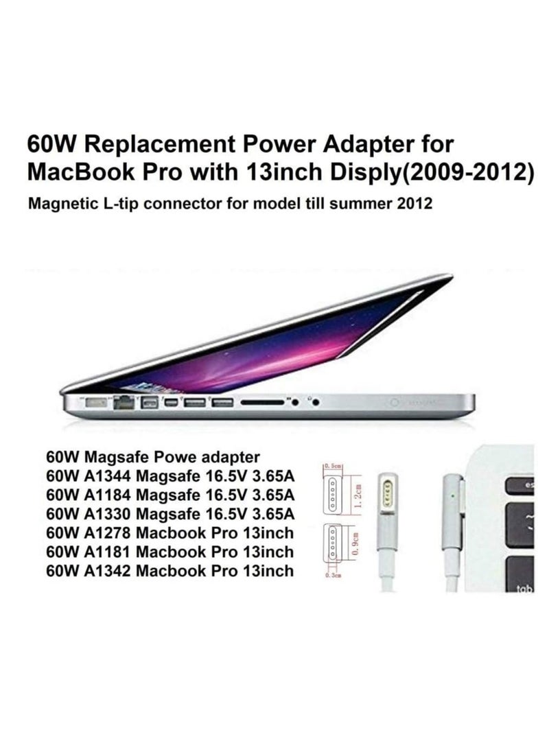 Max Power - Mac Book Pro magsafe 1 Charger - 60W L-Tip Replacement for AC Power Adapter, Compatible with Adapter for Mac Book Pro 13 Inch Before 2012 and Mac Book(2009-2010)ModelsA1344,A1330,A1342,A1278,A1185,A1184,A1181 - Image 1