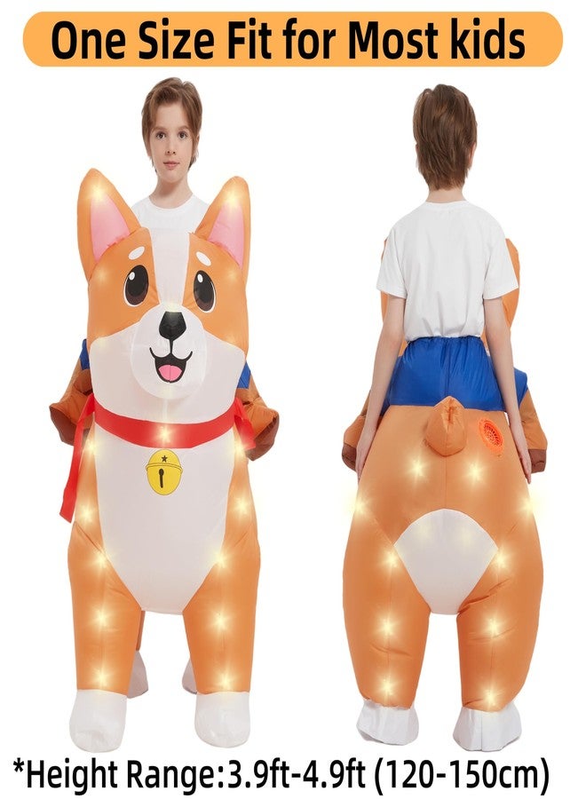 JINSTABAG Inflatable Dog Costume for Kids with LED Light Deluxe Funny Air Blow Up Costume for Boys Girls Halloween Party Cosplay [3.9ft-4.9ft] - Image 2