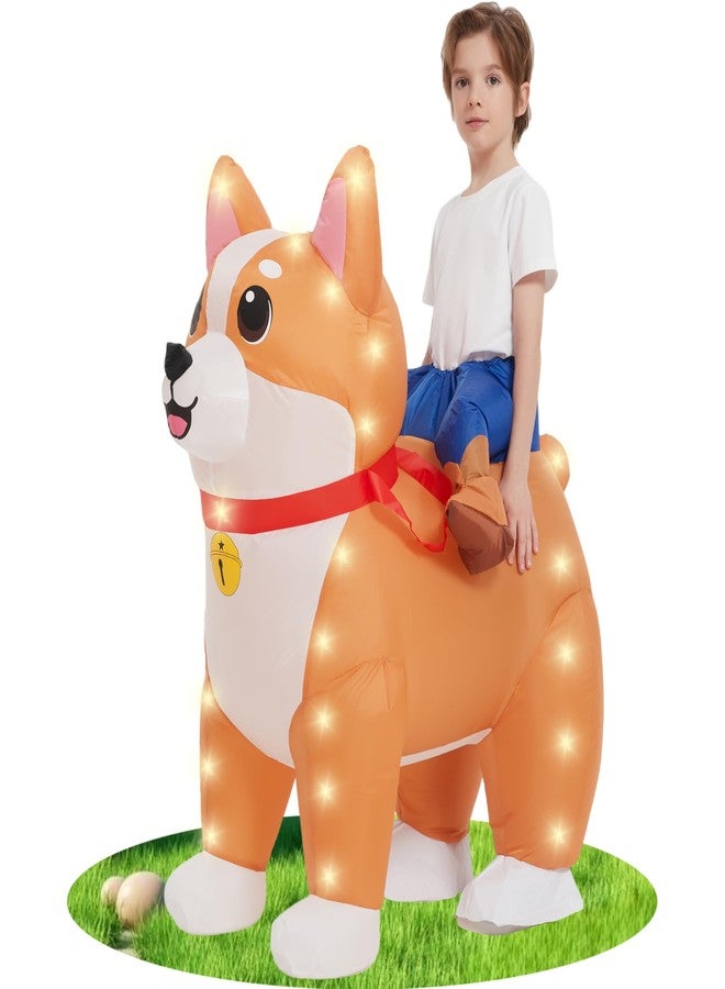 JINSTABAG Inflatable Dog Costume for Kids with LED Light Deluxe Funny Air Blow Up Costume for Boys Girls Halloween Party Cosplay [3.9ft-4.9ft] - Image 1