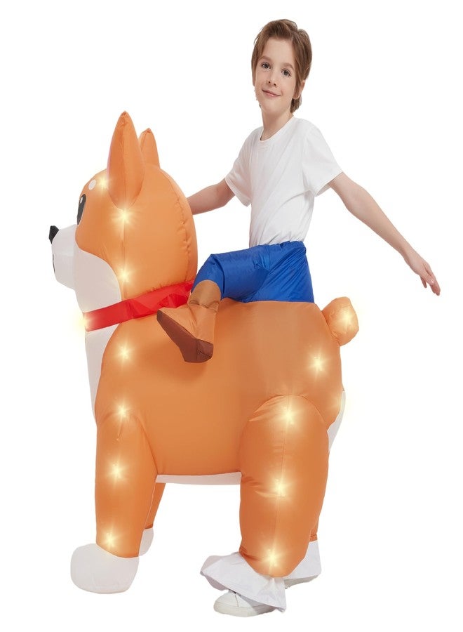 JINSTABAG Inflatable Dog Costume for Kids with LED Light Deluxe Funny Air Blow Up Costume for Boys Girls Halloween Party Cosplay [3.9ft-4.9ft] - Image 4